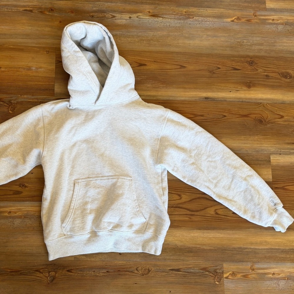 Aritzia Tna Cozy Fleece Perfect Hoodie Heather Grey XS Pullover Sweatshirt